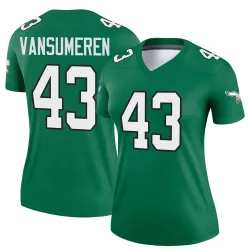 Women's Ben VanSumeren Philadelphia Eagles No.43 Legend Kelly Alternate Jersey - Green