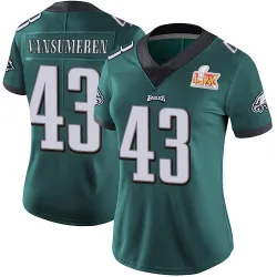 Women's Ben VanSumeren Philadelphia Eagles No.43 Limited Midnight Team Color Vapor Untouchable Super Bowl LIX Jersey - Green