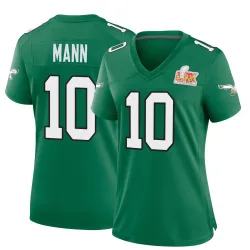 Women's Braden Mann Philadelphia Eagles No.10 Game Kelly Alternate Super Bowl LIX Jersey - Green