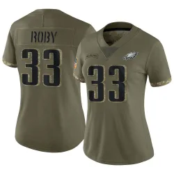 Women's Bradley Roby Philadelphia Eagles No.33 Limited 2022 Salute To Service Jersey - Olive