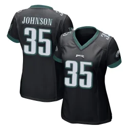 Women's Brandon Johnson Philadelphia Eagles No.35 Game Alternate Jersey - Black