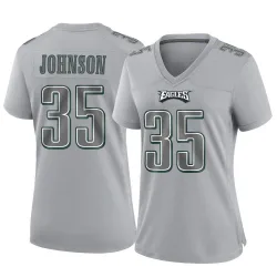 Women's Brandon Johnson Philadelphia Eagles No.35 Game Atmosphere Fashion Jersey - Gray