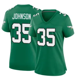 Women's Brandon Johnson Philadelphia Eagles No.35 Game Kelly Alternate Jersey - Green