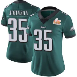 Women's Brandon Johnson Philadelphia Eagles No.35 Limited Midnight Team Color Vapor Untouchable Super Bowl LIX Jersey - Green