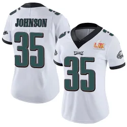 Women's Brandon Johnson Philadelphia Eagles No.35 Limited Vapor Untouchable Super Bowl LIX Jersey - White