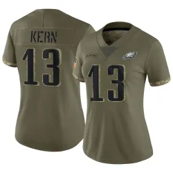 Women's Brett Kern Philadelphia Eagles No.13 Limited 2022 Salute To Service Jersey - Olive