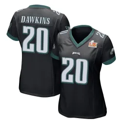 Women's Brian Dawkins Philadelphia Eagles No.20 Game Alternate Super Bowl LIX Jersey - Black