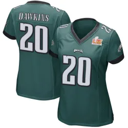 Women's Brian Dawkins Philadelphia Eagles No.20 Game Team Color Super Bowl LIX Jersey - Green