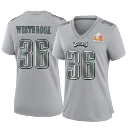 Women's Brian Westbrook Philadelphia Eagles No.36 Game Atmosphere Fashion Super Bowl LIX Jersey - Gray