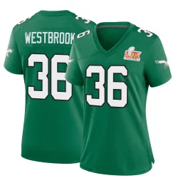 Women's Brian Westbrook Philadelphia Eagles No.36 Game Kelly Alternate Super Bowl LIX Jersey - Green
