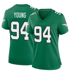 Women's Byron Young Philadelphia Eagles No.94 Game Kelly Alternate Jersey - Green