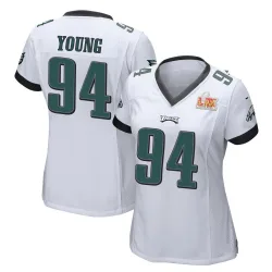 Women's Byron Young Philadelphia Eagles No.94 Game Super Bowl LIX Jersey - White