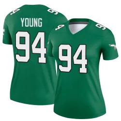 Women's Byron Young Philadelphia Eagles No.94 Legend Kelly Alternate Jersey - Green