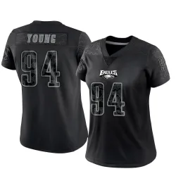 Women's Byron Young Philadelphia Eagles No.94 Limited Reflective Jersey - Black