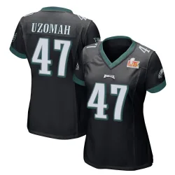 Women's C.J. Uzomah Philadelphia Eagles No.47 Game Alternate Super Bowl LIX Jersey - Black