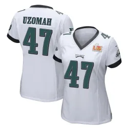 Women's C.J. Uzomah Philadelphia Eagles No.47 Game Super Bowl LIX Jersey - White