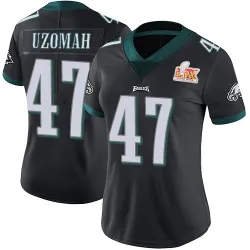 Women's C.J. Uzomah Philadelphia Eagles No.47 Limited Alternate Vapor Untouchable Super Bowl LIX Jersey - Black