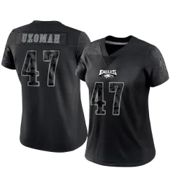 Women's C.J. Uzomah Philadelphia Eagles No.47 Limited Reflective Jersey - Black