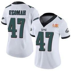 Women's C.J. Uzomah Philadelphia Eagles No.47 Limited Vapor Untouchable Super Bowl LIX Jersey - White