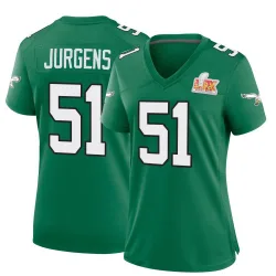Women's Cam Jurgens Philadelphia Eagles No.51 Game Kelly Alternate Super Bowl LIX Jersey - Green