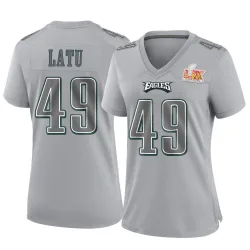 Women's Cameron Latu Philadelphia Eagles No.49 Game Atmosphere Fashion Super Bowl LIX Jersey - Gray