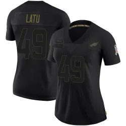 Women's Cameron Latu Philadelphia Eagles No.49 Limited 2020 Salute To Service Jersey - Black