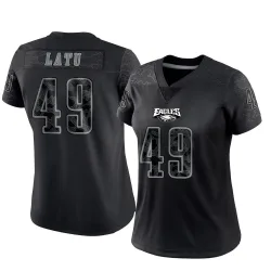 Women's Cameron Latu Philadelphia Eagles No.49 Limited Reflective Jersey - Black
