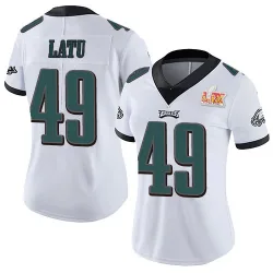 Women's Cameron Latu Philadelphia Eagles No.49 Limited Vapor Untouchable Super Bowl LIX Jersey - White