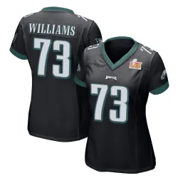 Women's Cameron Williams Philadelphia Eagles No.73 Game Alternate Super Bowl LIX Jersey - Black