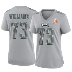 Women's Cameron Williams Philadelphia Eagles No.73 Game Atmosphere Fashion Super Bowl LIX Jersey - Gray