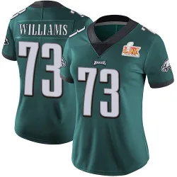 Women's Cameron Williams Philadelphia Eagles No.73 Limited Midnight Team Color Vapor Untouchable Super Bowl LIX Jersey - Green