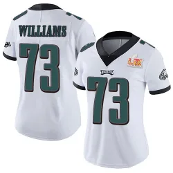Women's Cameron Williams Philadelphia Eagles No.73 Limited Vapor Untouchable Super Bowl LIX Jersey - White