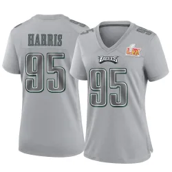 Women's Charles Harris Philadelphia Eagles No.95 Game Atmosphere Fashion Super Bowl LIX Jersey - Gray