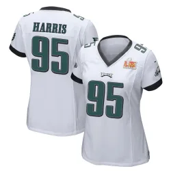 Women's Charles Harris Philadelphia Eagles No.95 Game Super Bowl LIX Jersey - White