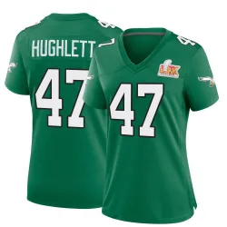 Women's Charley Hughlett Philadelphia Eagles No.47 Game Kelly Alternate Super Bowl LIX Jersey - Green
