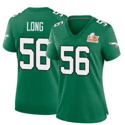 Women's Chris Long Philadelphia Eagles No.56 Game Kelly Alternate Super Bowl LIX Jersey - Green