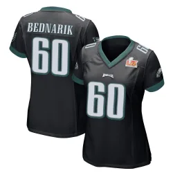 Women's Chuck Bednarik Philadelphia Eagles No.60 Game Alternate Super Bowl LIX Jersey - Black