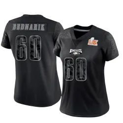 Women's Chuck Bednarik Philadelphia Eagles No.60 Limited Reflective Super Bowl LIX Jersey - Black