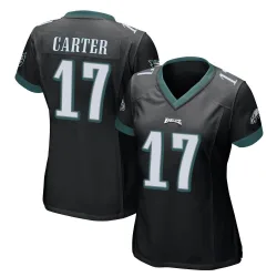 Women's Cris Carter Philadelphia Eagles No.17 Game Alternate Jersey - Black