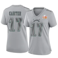 Women's Cris Carter Philadelphia Eagles No.17 Game Atmosphere Fashion Super Bowl LIX Jersey - Gray