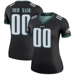 Women's Custom Philadelphia Eagles No.00 Legend Color Rush Jersey - Black