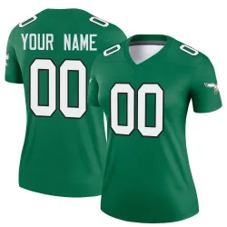 Women's Custom Philadelphia Eagles No.00 Legend Kelly Alternate Jersey - Green