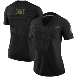 Women's Dallas Gant Philadelphia Eagles No.57 Limited 2020 Salute To Service Jersey - Black