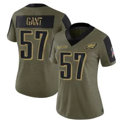 Women's Dallas Gant Philadelphia Eagles No.57 Limited 2021 Salute To Service Jersey - Olive
