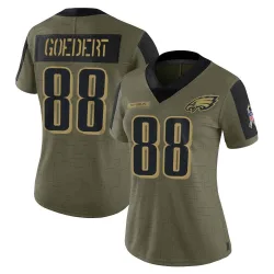 Women's Dallas Goedert Philadelphia Eagles No.88 Limited 2021 Salute To Service Jersey - Olive