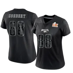 Women's Dallas Goedert Philadelphia Eagles No.88 Limited Reflective Super Bowl LIX Jersey - Black