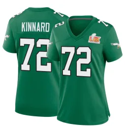 Women's Darian Kinnard Philadelphia Eagles No.72 Game Kelly Alternate Super Bowl LIX Jersey - Green