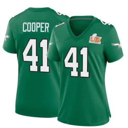 Women's Darius Cooper Philadelphia Eagles No.41 Game Kelly Alternate Super Bowl LIX Jersey - Green