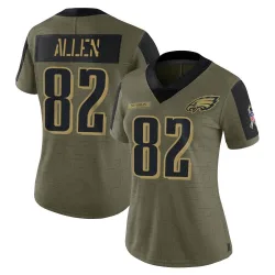 Women's Devon Allen Philadelphia Eagles No.82 Limited 2021 Salute To Service Jersey - Olive