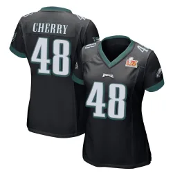 Women's Don Cherry Philadelphia Eagles No.48 Game Alternate Super Bowl LIX Jersey - Black